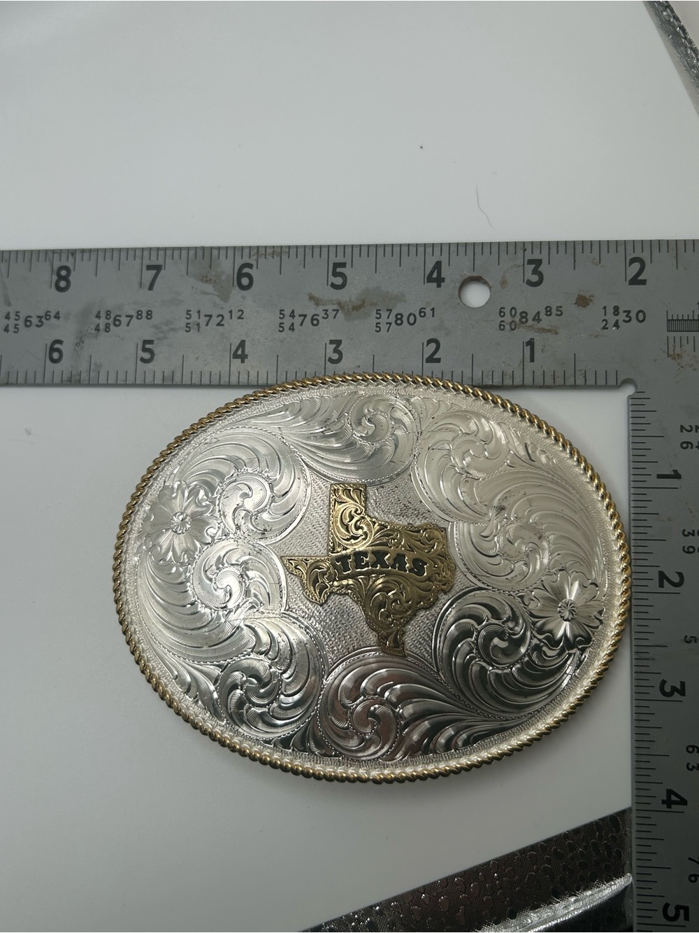 Montana Silversmiths Texas Belt Buckle Silver Gold Western Large 5" x 3.5"